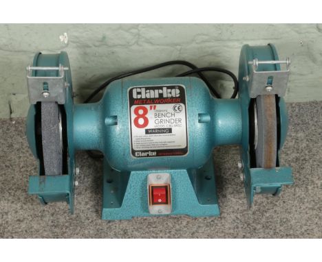 A Clarke 8 inch bench grinder (Model CBG8RSC), in working order.