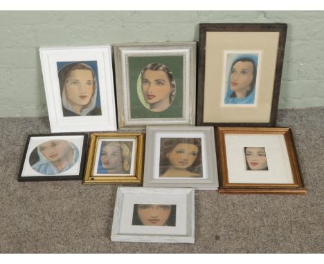 Stephen Bottomley Bygone Beauties, a collection of framed pastel studies of early 20th century female portraits. Most pieces 