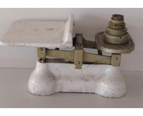 Vintage balance scales and weights. Collection only. 
