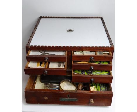 Vintage 13-drawer wooden medical cabinet to include contents. Collection only. 