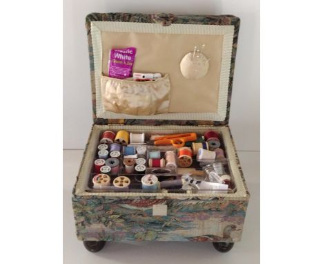 Vintage sewing box and contents. Shipping Group (A). 