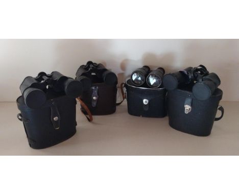 (4) pairs of binoculars: Prinz 10x50, Regent 8x40, Zenith Field plus 1 other. Shipping Group (A). 