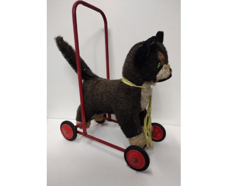 Vintage children's push-along cat toy. Collection only. 