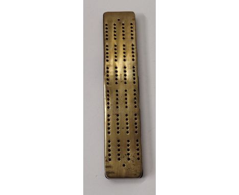 Very heavy brass cribbage score board. Shipping Group (A). 