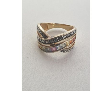 Silver stone set ring.Size N1/2. Shipping Group (A). 