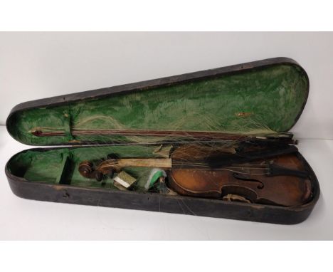 Antique violin having 'Hope' stamped on reverse below the button, with case. Shipping Group (A). 