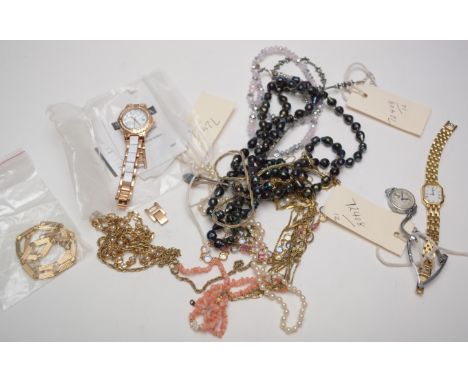 A dress watch by Sekonda; other decorative watches costume necklaces; silver pendants with opal triplet set, and other items.