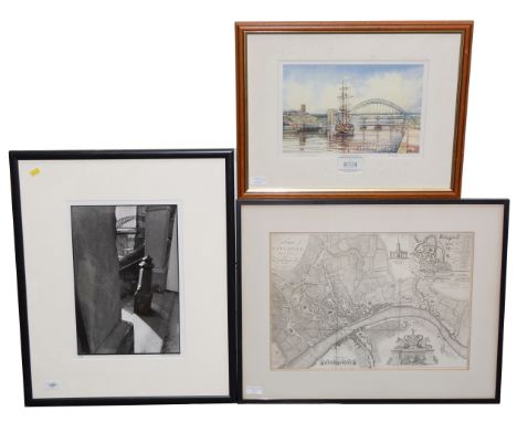 R. Beilby - 'A plan of Newcastle upon Tyne and Gateshead 1788', engraving, 31.5 x 44cms; after Ron Harland - 'Tyneside Reflec