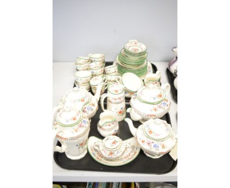 A quantity of Copeland Spode 'Chinese Rose' pattern earthenware, comprising: three teapots and covers, coffee pot and cover, 