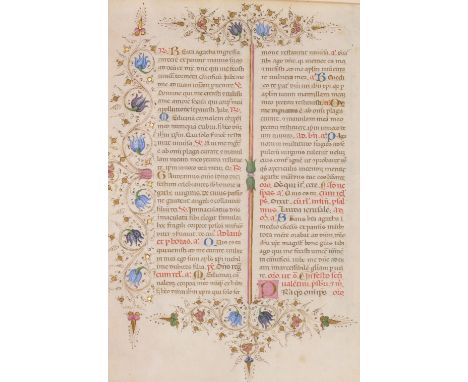 A framed and glazed illuminated manuscript, 27cm x 21cm&nbsp;