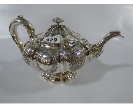 George IV Solid Silver Teapot by Joseph Angell of London Weighing 750gms