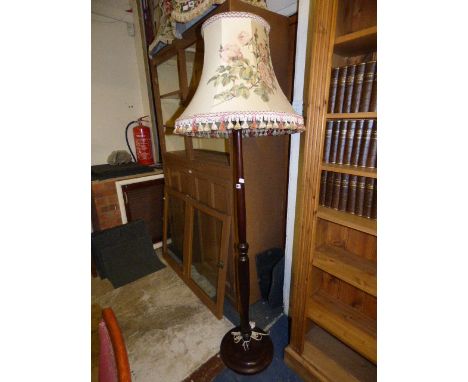 Art Deco Mahogany Standard Lamp with Shade