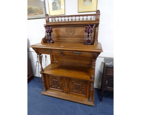 Good Quality Oak Edwardian Carved Buffet Sideboard