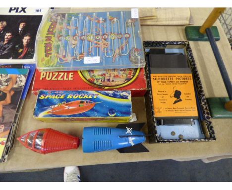 1960's X-40 Toy Space Rocket - Magic Image Projector - Jigsaw & Pinball Game