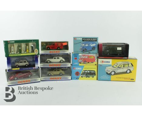 A collection of die-cast vehicles including Corgi 50th Anniversary Limited Edition 2002 Range Rover Vogue TD6 "White Gold" (A