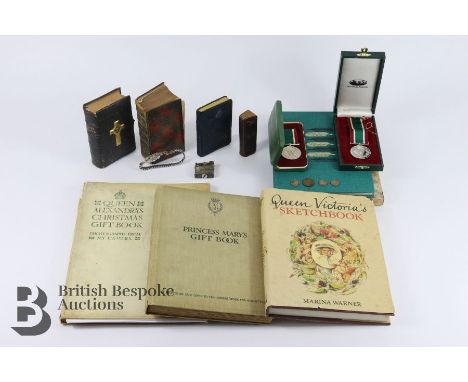 Miscellaneous lot, includes two Woman's Voluntary Service Medals in original boxes, three 3 pence, vintage Ronson De Light li