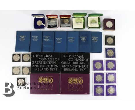 Miscellaneous GB coin packs and crowns, including Decimal Coinage of GB and NI 1971 set x 2, Coinage of GB and NI 1970 x 2; 5