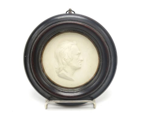 JOHN HENNING (SCOTTISH, 1771-1851) - A PLASTER MEDALLION SELF-PORTRAIT In relief, bust length and right facing, housed in an 