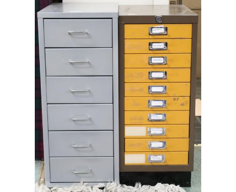 A lot of two assorted 20th century steel tool chests, the first with six drawers with assorted contents, 68cm high x 28cm wid