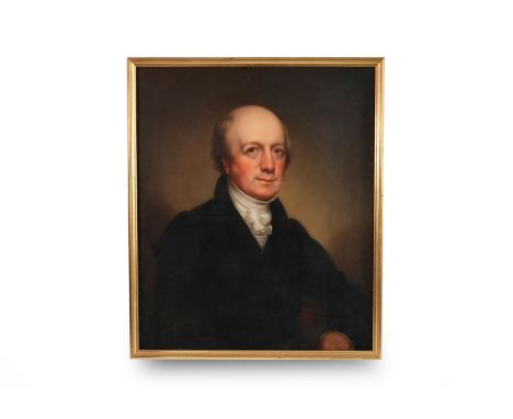 19th Century English school oil on canvas, half length portrait of a gentleman, entitled John Sanderson, maternal grandfather