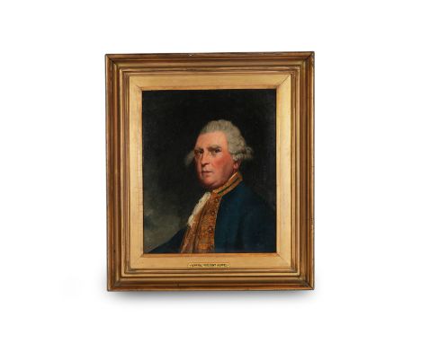 After Sir Joshua Reynolds, oil on canvas, portrait of Admiral Viscount Augustus Keppel (1725-1786), depicted in a formal pose