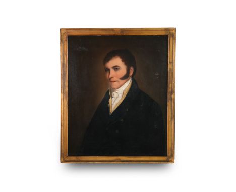 19th Century oil on canvas, half length portrait titled Edward Ollenshaw, label to verso Great Uncle of Thomas S. Furniss, di