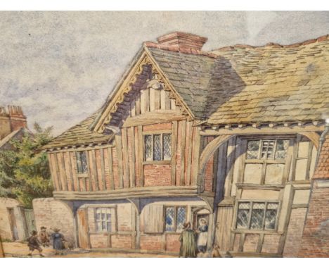 THOMAS GARRATT EARLY 20th CENTURY ENGLISH SCHOOL A GROUP OF FOUR VILLAGE VIEWS, WATERCOLOURS, LABELLED VERSO TOGETHER WITH A 