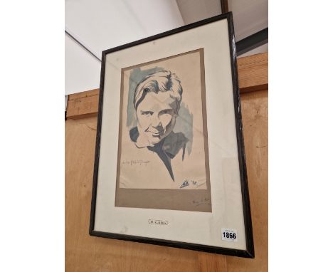 H. J. GIBBS EARLY 20th CENTURY ENGLISH SCHOOL A PORTRAIT OF JACKIE COOPER, SIGNED, WATERCOLOUR. 35 x 24cms