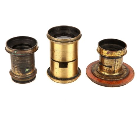 Collction of 3 Rapid Rectalinear Brass Bound Lenses brass bound body engraved '13284 Rectilinear No3 Marion &amp; Co London. 