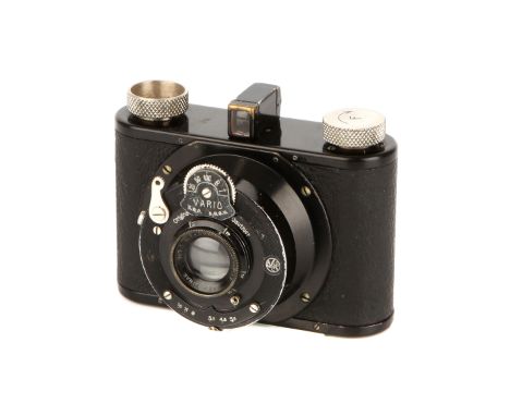 A Wirgin Gewirette 127 Format Camera, 1932, black, with Gewironar f/3.5 50mm lens, black, body, G-VG, lens, G-VG, shutter wor