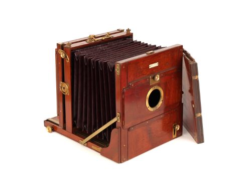 A Sands &amp; Hunter Exhibition Mahogany Tailboard Camera,  8x6", with three DDS in maker's case
