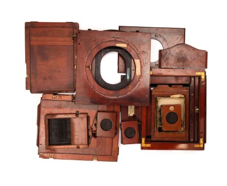 A Selection of Various Mahogany &amp; Brass Parts, including front board for 'H. Park', roller shutters and more (a lot)