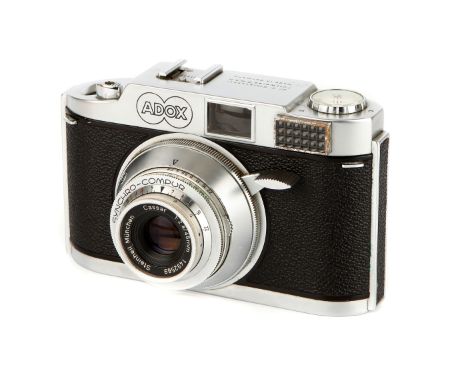 An ADOX Fotowerke 300 Camera, 1957, chrome, serial no. 001551, with Steinheil Munchen Cassar f/2.8 45mm lens, body, G-VG, shu