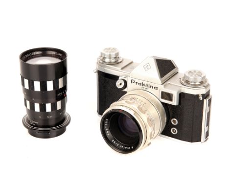 A KameraWerkstatten Praktina FX SLR Camera, with Carl Zeiss Jena Biotar  f/2 58mm and Enna Munchen Tele-Ennalyt f/2.8 135mm l