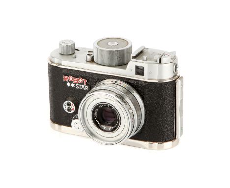 A Berning Robot Star Camera, 1952-59, chrome, serial no. D146958, with Schneider Radionar f/3.5 38mm lens, chrome, serial no.