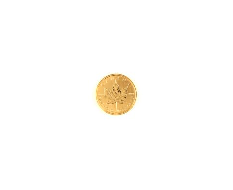 A Canada Gold Maple Leaf One Dollar Coin, a 1995, Elizabeth II, 1/20oz Brilliant Uncirculated gold coin, 9999/1000 purity, in