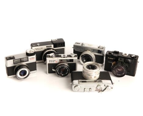 A Selection of Various Compact Cameras, including LOMO 135BC, Minolta 24 Rapid, Ricoh 500G and more (6)