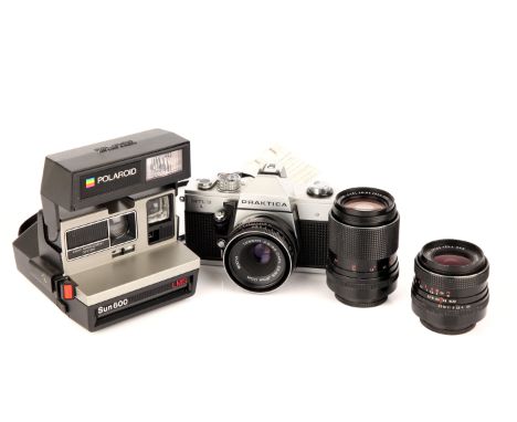 A Praktica MTL3 SLR Camera, with Carl Zeiss Jena Flektogon f/2.4 35mm, Carl Zeiss Jena MC f/3.5 135mm and more (a lot)