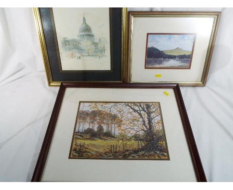 Terry Halpin - two 20th century original paintings depicting 'Lower Rivington Reservoir', 13.5 cm x 18.5 cm and 'Trees near R