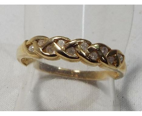 A lady's 9 carat gold hallmarked diamond ring size N 375 10 points of diamond, boxed, approximate weight 1.7 grams