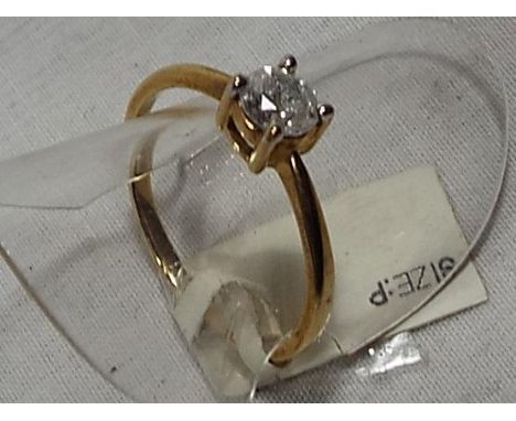 A lady's 9 carat gold 50 pt 1/2 ct diamond set solitaire ring, approx weight 2.4 gm, size O - Est £180 - £220