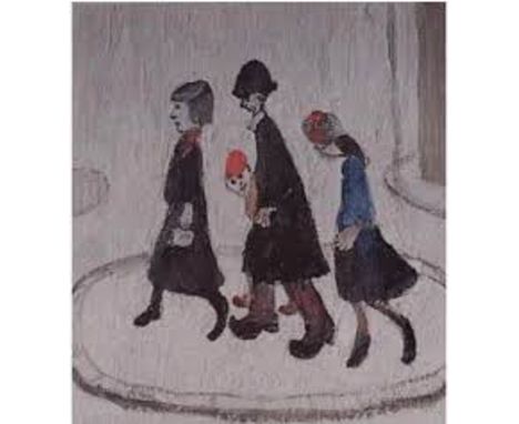 Laurence Stephen Lowry (1887-1976) - a coloured print issued in a limited edition entitled 'The Family', signed in blue ink l