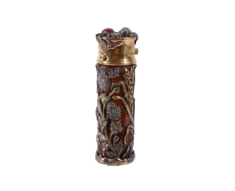  Mellerio dits Meller, a French 18 carat gold, enamel and gem set scent bottle,   eagle head poincon, engraved inside the cov