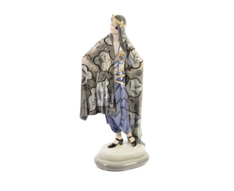  Goldscheider, The Egyptian Dancer, a painted earthenware figure,   model 5281, black printed mark, impressed 5281 over 905, 