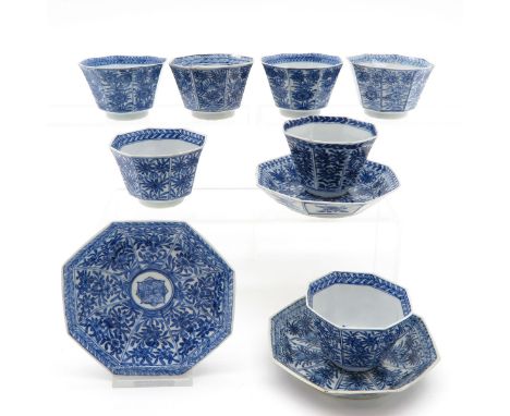 Marked with double ring, saucers are 13 cm, in diameter, including restoration.