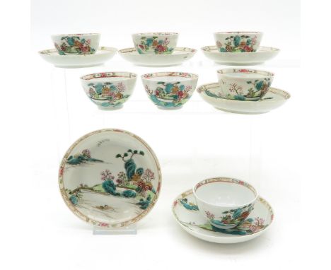 Saucers are 14 cm. in diameter, including restoration.