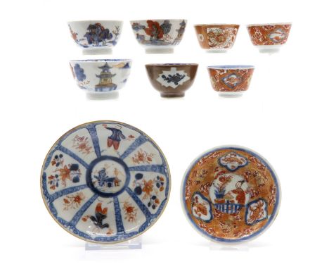 Saucers are 14 cm. in diameter, chip and hairline.