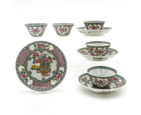 Saucers are 11 cm. in diameter.