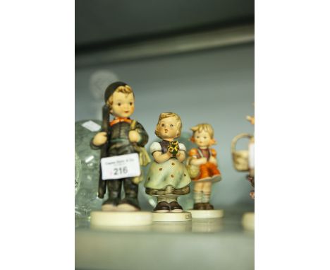 THREE GOEBEL/ HUMMEL POTTERY FIGURES, 'CHIMNEY-SWEEP', (12/1), 'FOR MOTHER', (257), 'SCHOOL GIRL', (81/0), (3)