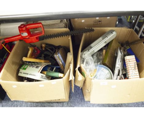 TWO BOXES OF MISC TOOLS, DRAPER TOOL KIT, SNAPPERS, SOCKET SETS, TOOL BOX AND 11 LEATHER PUNCHES ETC... 